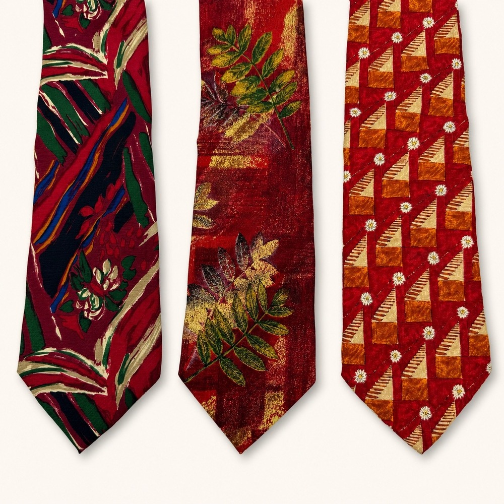 (3) Ermenegildo Zegna Mens Silk Tie Floral Abstract Italy Luxury Necktie Career
